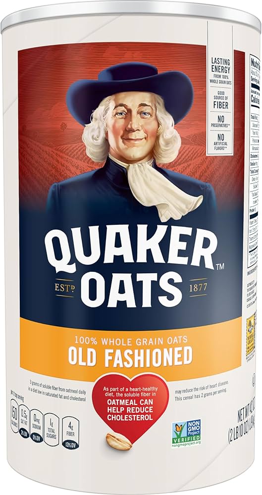 Quaker Rolled Oats Old Fashioned Whole Grain 100% Oats 42 oz Canister