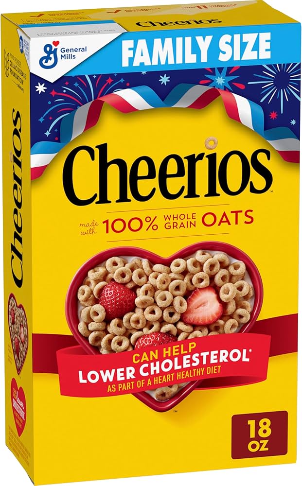 Cheerios Oat Cereal Whole Grain Heart-Healthy Lightly Sweet 18 oz Box