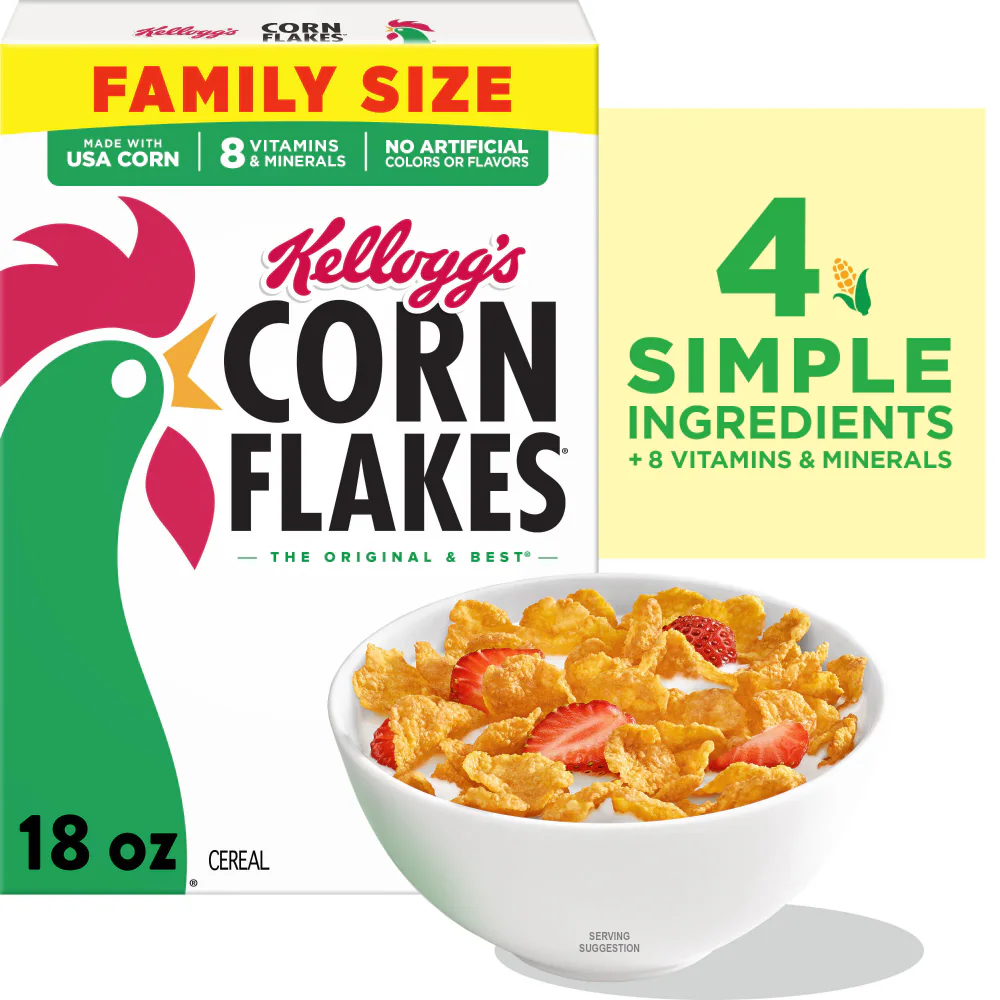 Kellogg's Corn Flakes Cereal Toasted Golden Original 18 oz Box